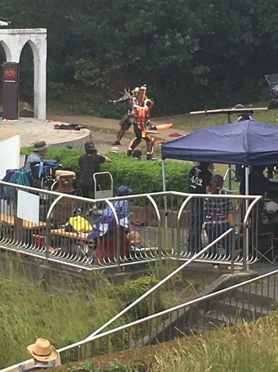 仮面ライダージオウ 撮影現場を目撃 仮面ライダージオウ 鎧武アーマーが 肩のオレンジが凄いことになってるｗ